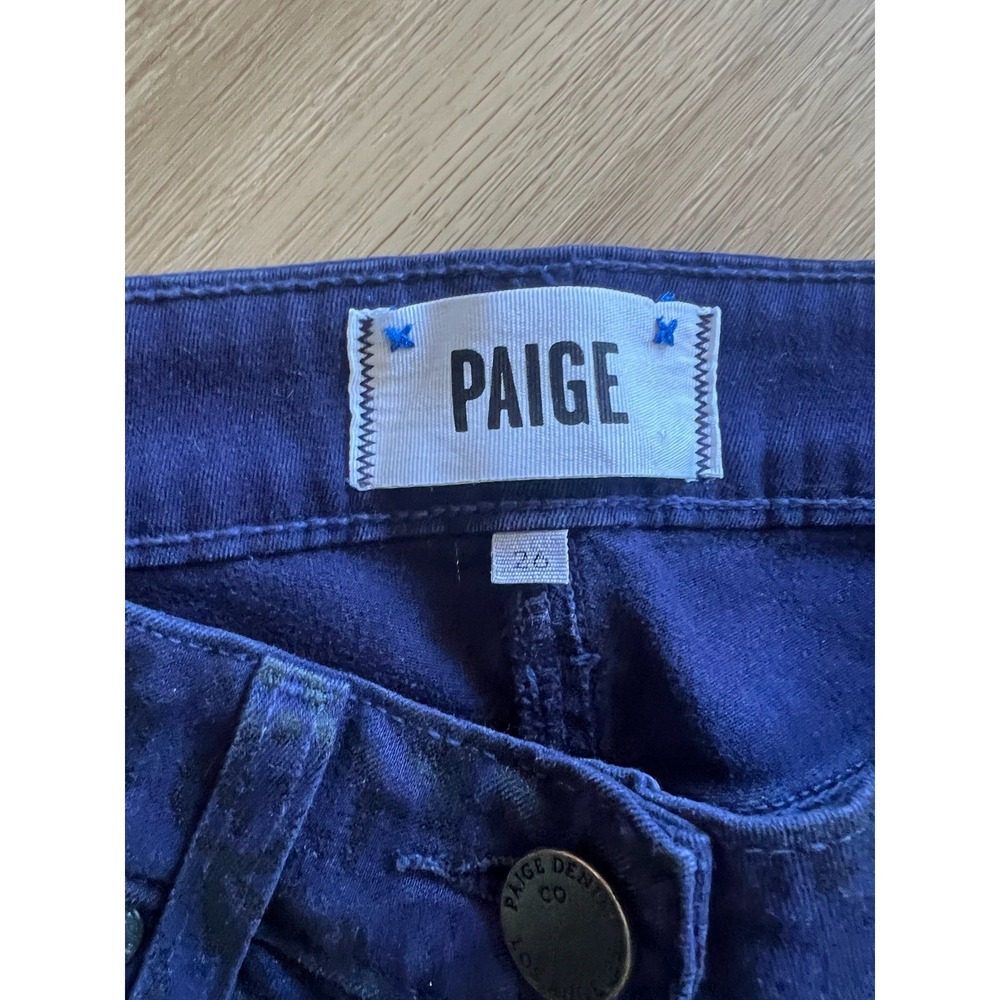 PAIGE Verdugo Ultra Skinny Jeans Navy Blue Paisley Pattern Womens - Picture 2 of 5